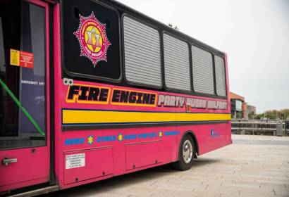 Pink Fire Engine Party Bus Hire Belfast - Party Bus NI - Party Buses Northern Ireland