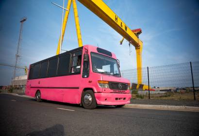 30 Seater Pink Fire Engine Party Bus Hire Belfast - Party Bus NI - Party Buses Northern Ireland