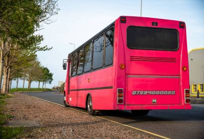 30 Seater Pink Fire Engine Party Bus Hire Belfast - Party Bus NI - Party Buses Northern Ireland